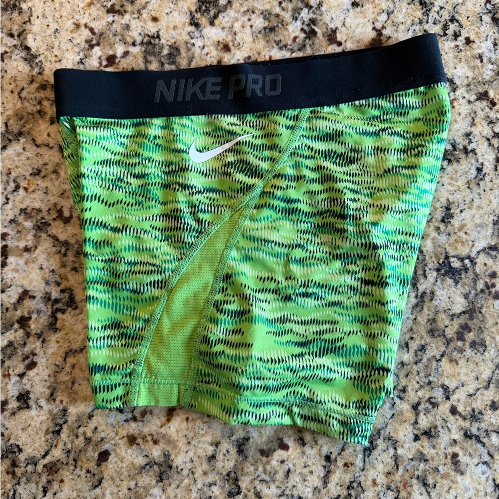 Nike Pro Lime Green Patterned Shorts